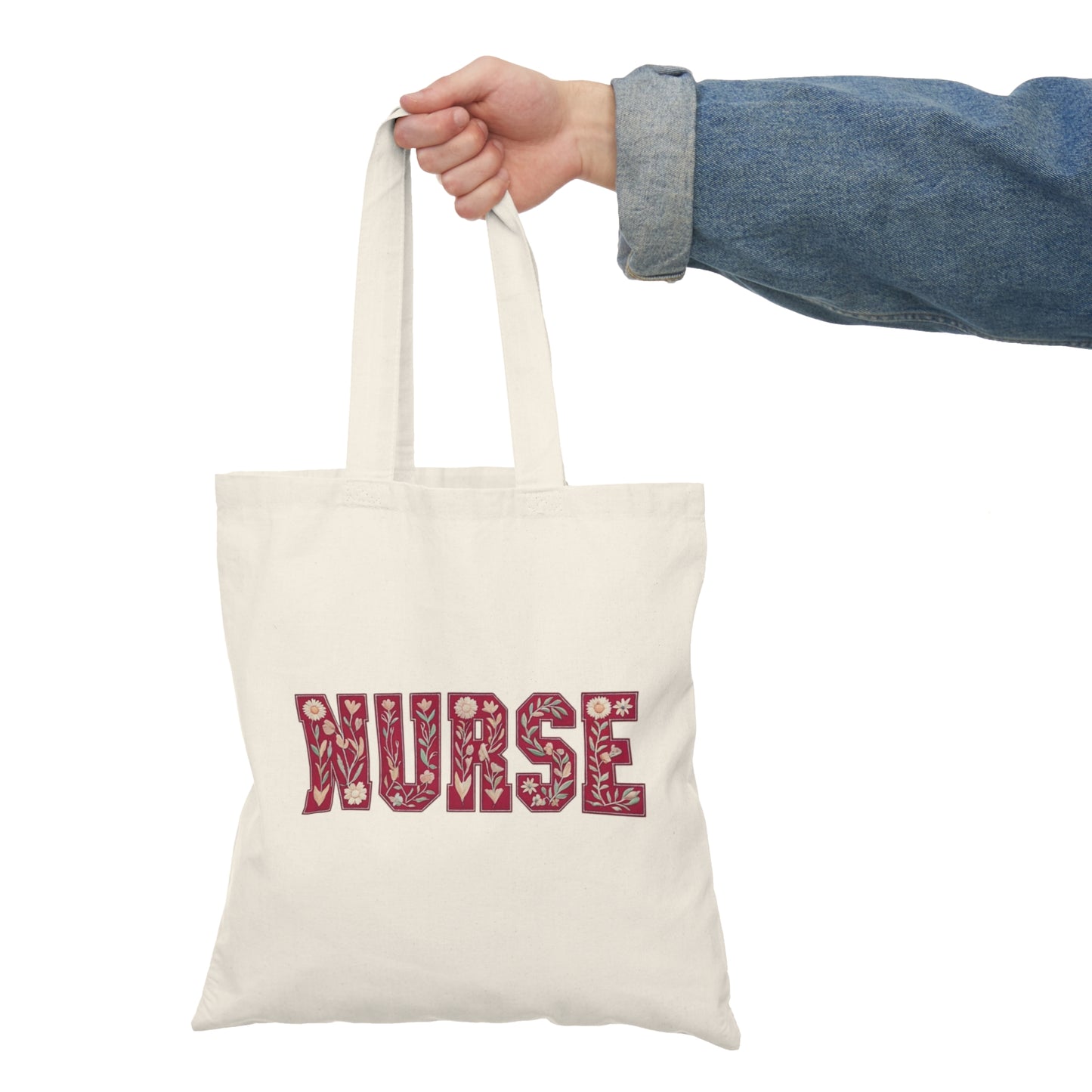 Nurse Floral Pattern Tote Bag – Natural Cotton Nurse Gift Tote