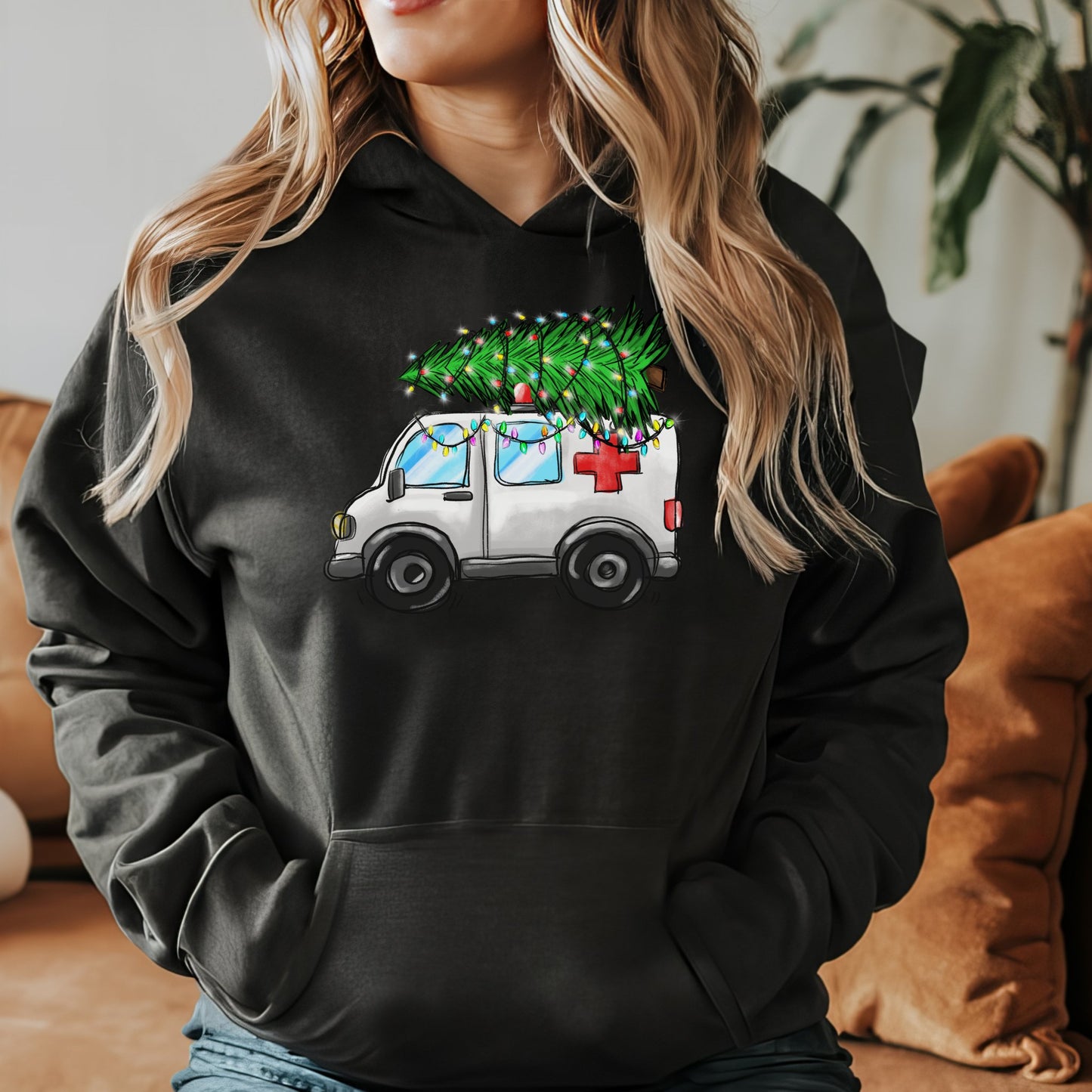 Ambulance Christmas Tree Unisex HoodieHoodieAfter The Call