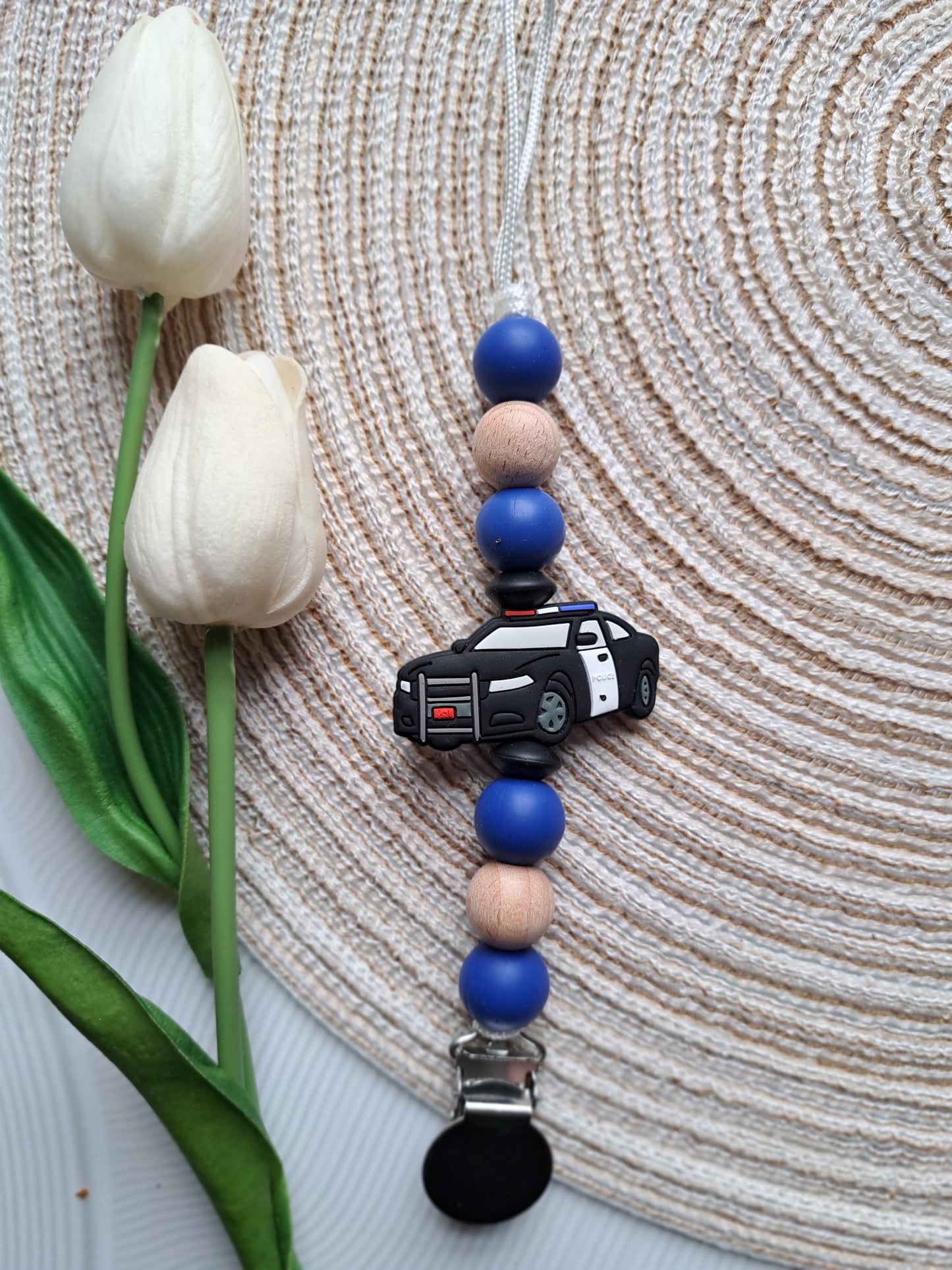 Police car Silicone Pacifier Clips