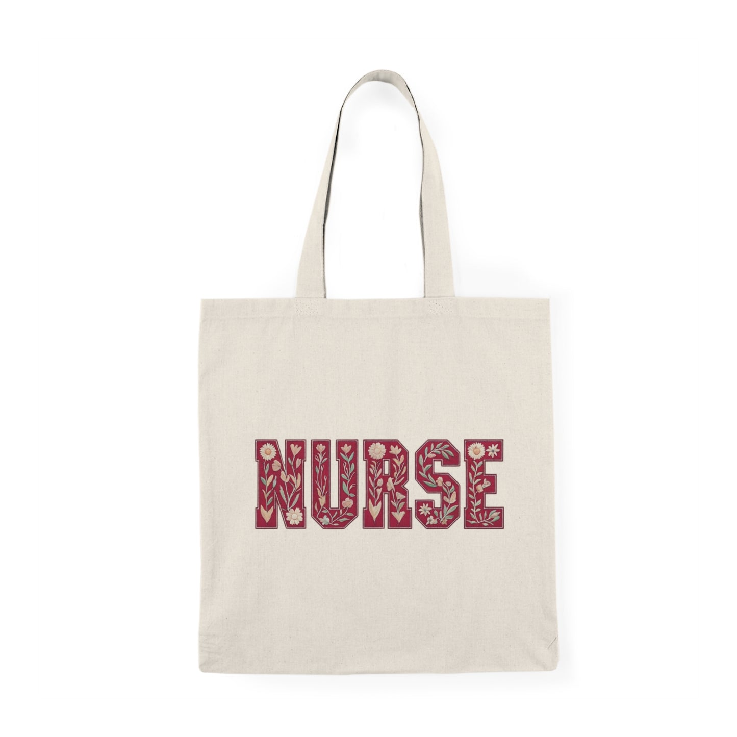 Nurse Floral Pattern Tote Bag – Natural Cotton Nurse Gift Tote