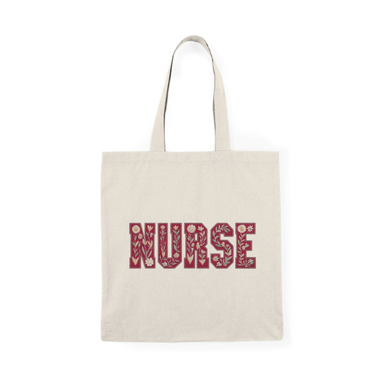 Nurse Floral Pattern Tote Bag – Natural Cotton Nurse Gift Tote