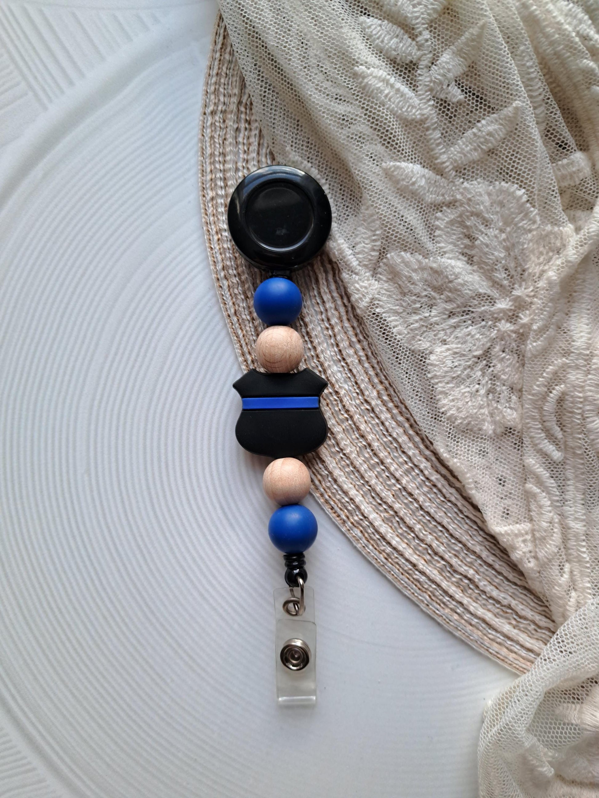 Thin Blue Line Badge Reel, Emergency, Law Enforcement, Police Dispatch, Badge Holder