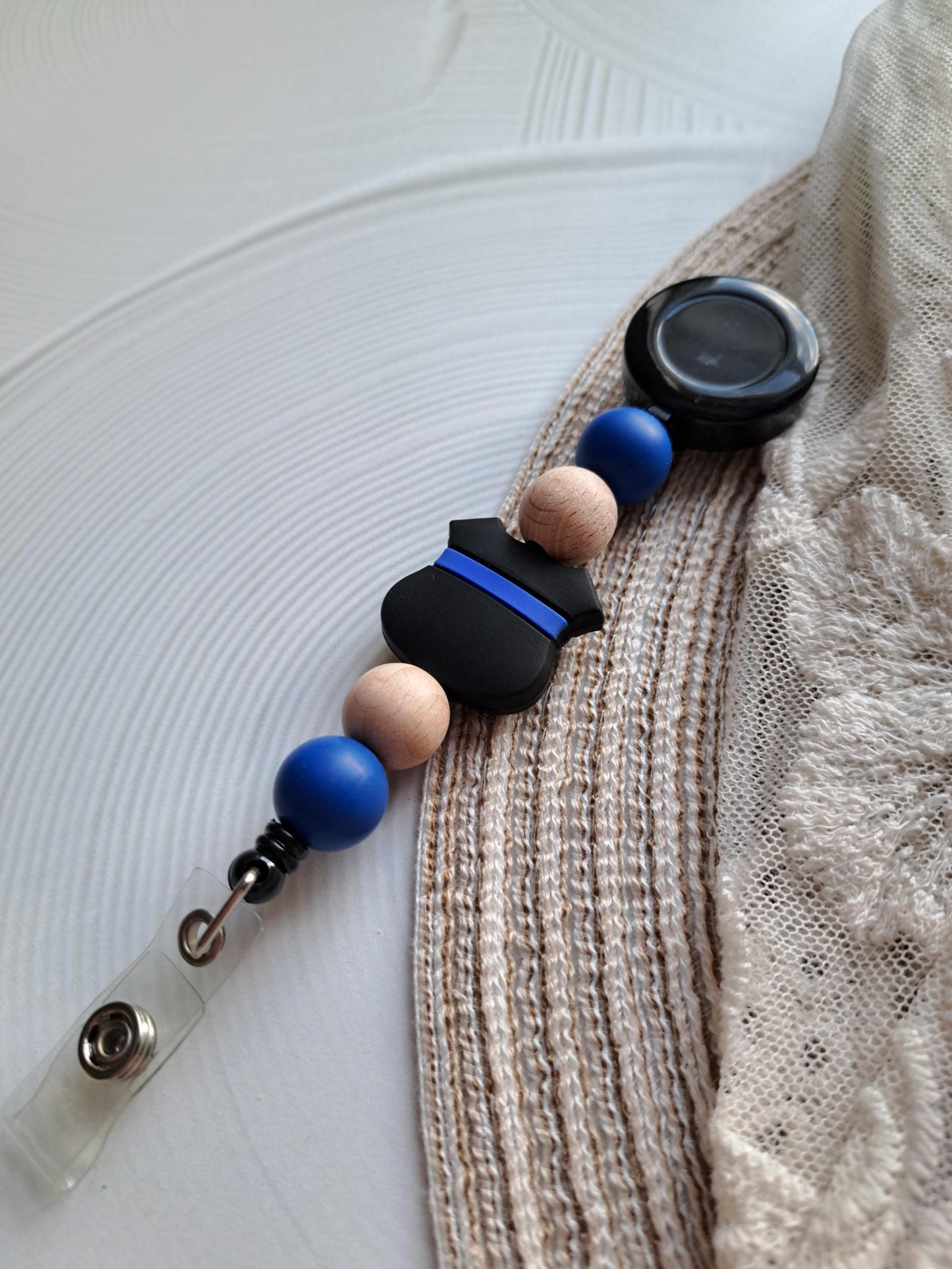 Thin Blue Line Badge Reel, Emergency, Law Enforcement, Police Dispatch, Badge Holder