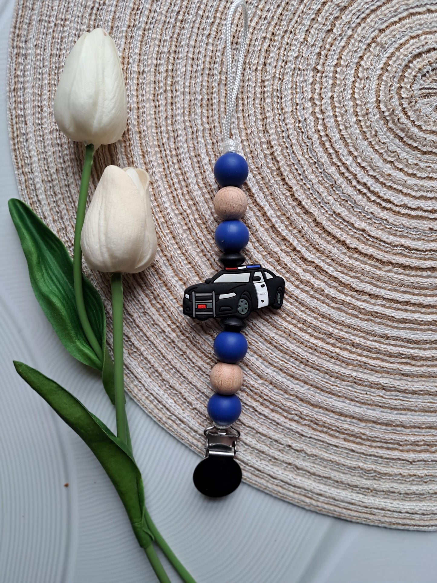 Police car Silicone Pacifier Clips