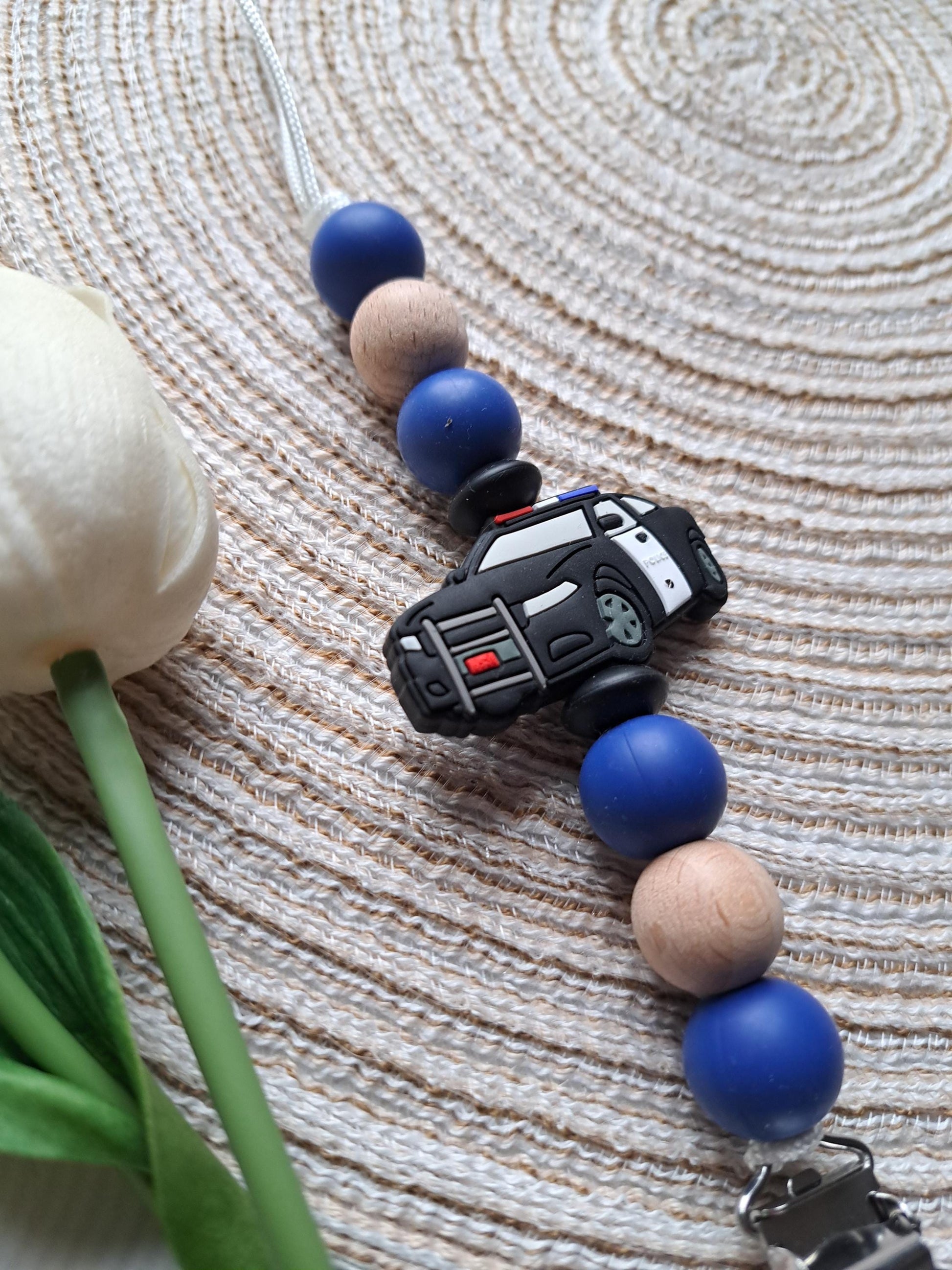 Police car Silicone Pacifier Clips