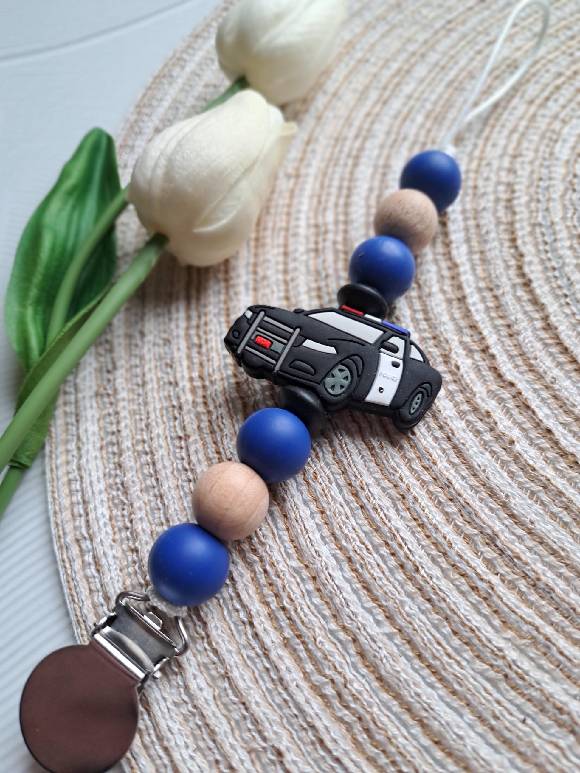 Police car Silicone Pacifier Clips