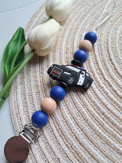 Police car Silicone Pacifier Clips