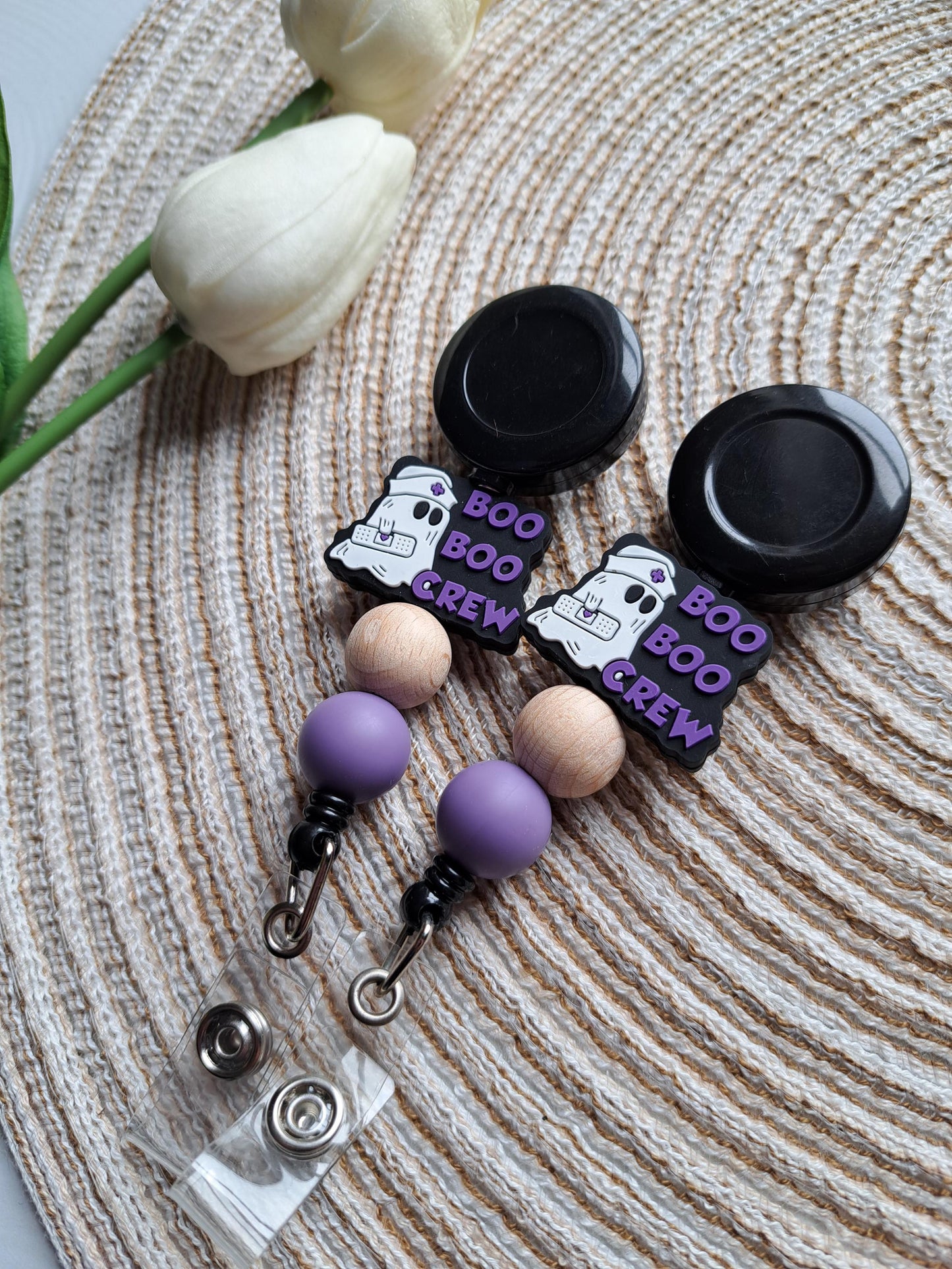 Boo boo Crew Nurse Badge Reel, Nurse Badge Holder, RN, PSW, nicu nurse, Anti-Bacterial Silicone