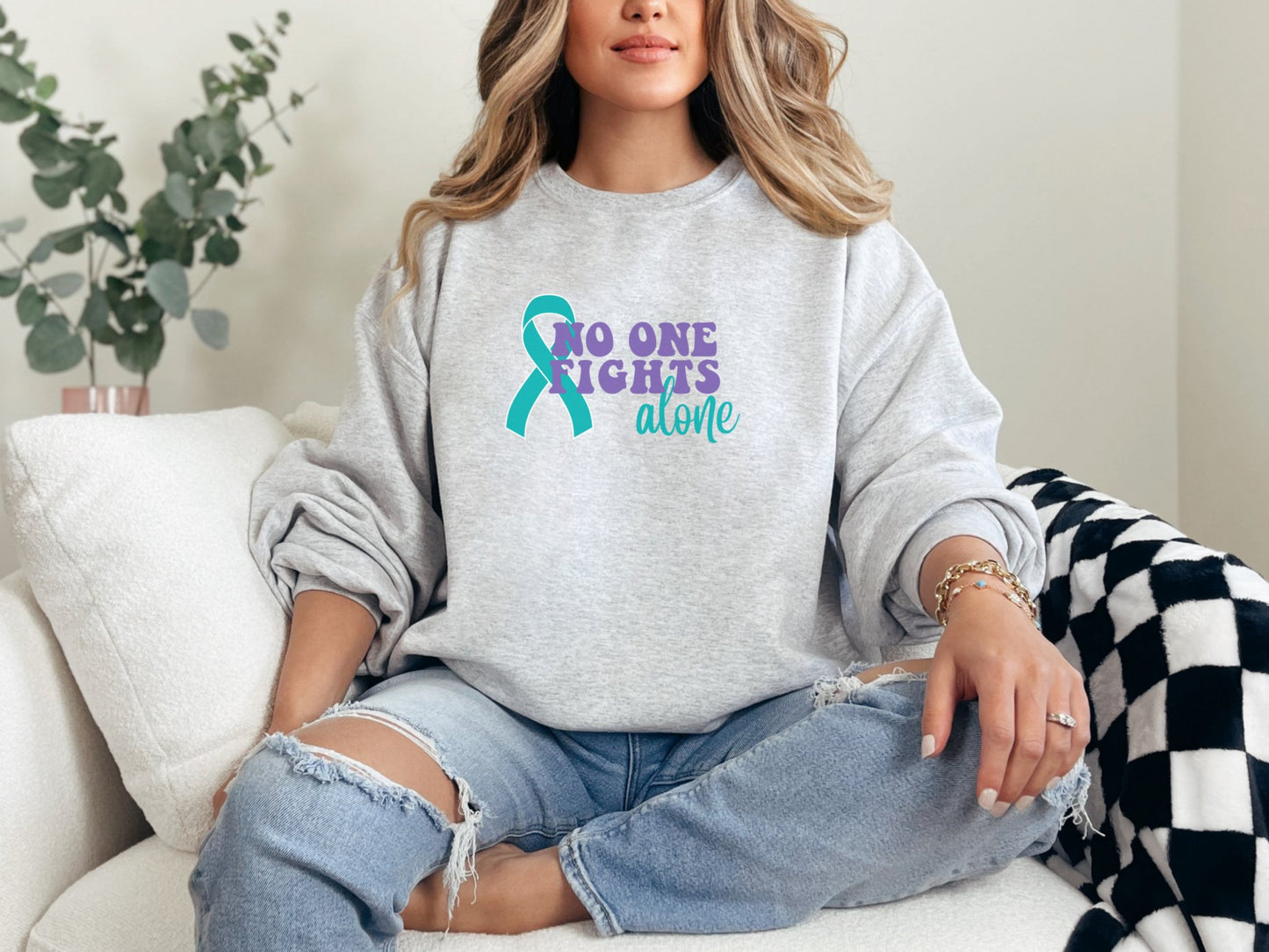 No one fights alone Unisex Heavy Blend™ Crewneck SweatshirtSweatshirtAfter The Call